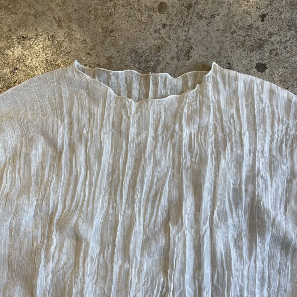 画像8: IVORY COLOR GATHER PATTERN SHEER L/S TOPS / Ladies M (8)