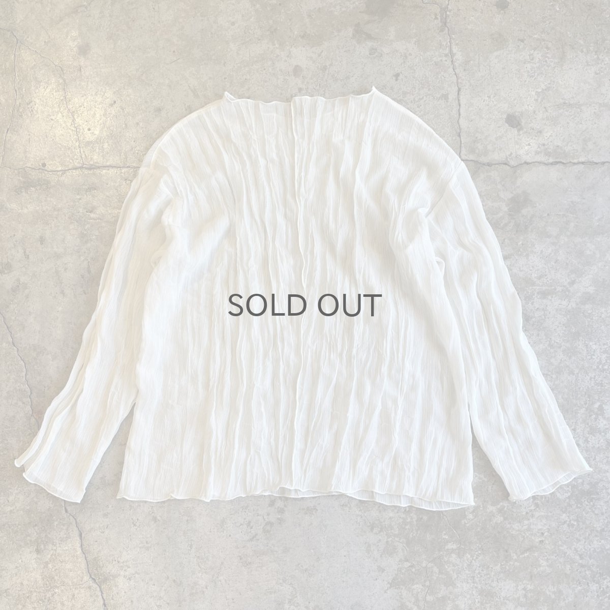 画像2: IVORY COLOR GATHER PATTERN SHEER L/S TOPS / Ladies M (2)