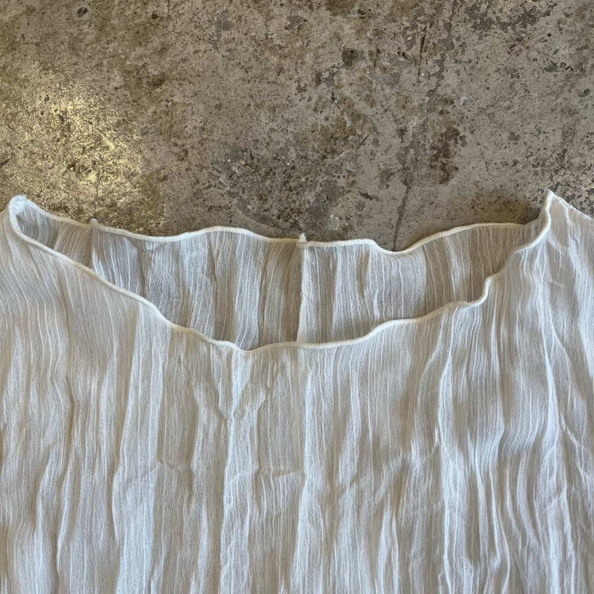 画像10: IVORY COLOR GATHER PATTERN SHEER L/S TOPS / Ladies M (10)