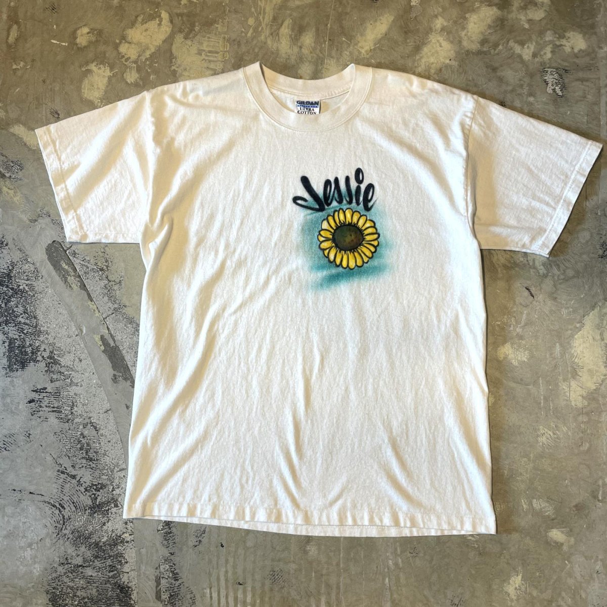画像1: FRONT SUNFLOWER SPRAY ART PRINTED S/S TEE / Mens L (1)