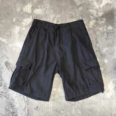 画像1: BLACK COLOR CARGO STYLE WIDE SILHOUETTE SHORTS / ~W34 (1)