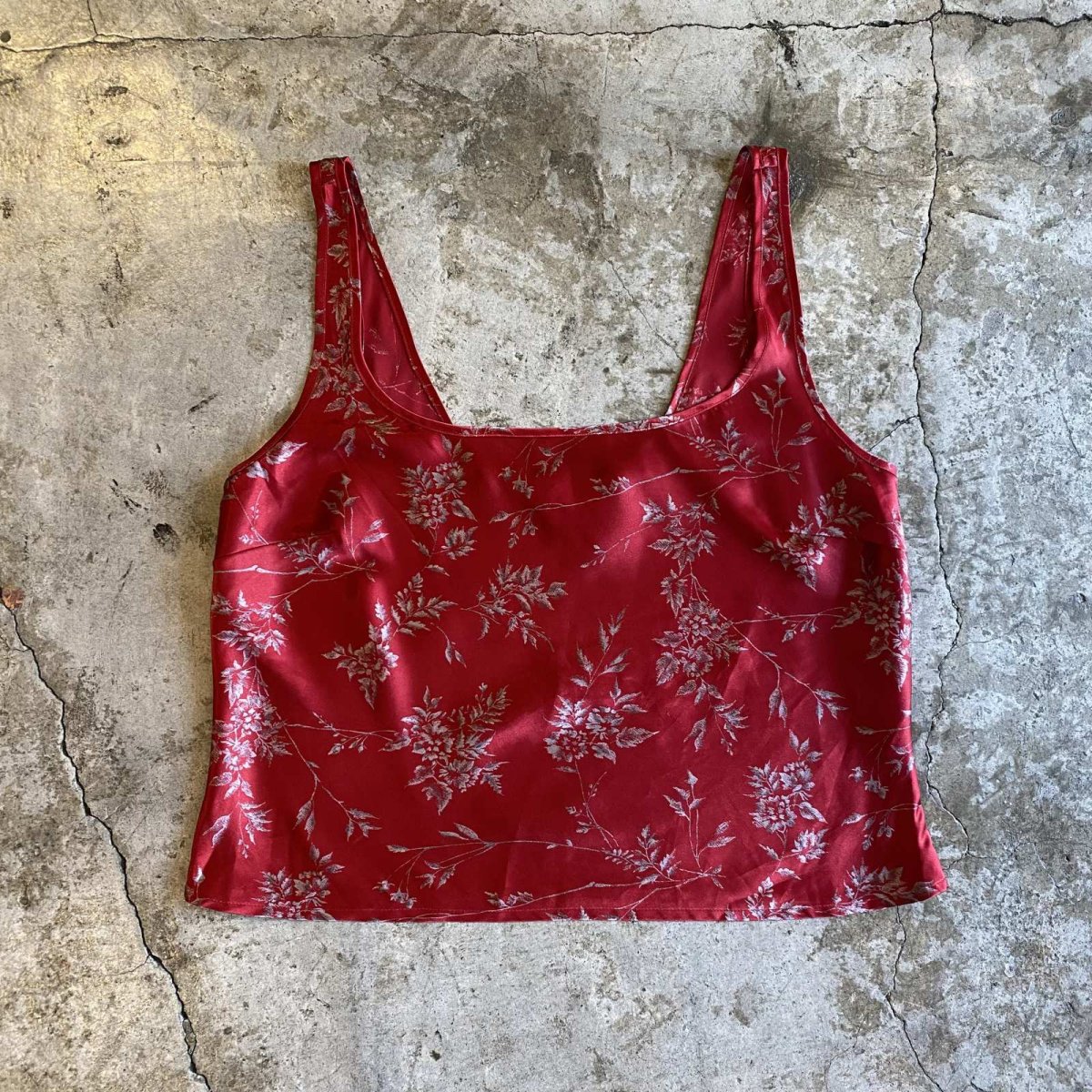 画像1: FLORAL PATTERN RED COLOR N/S TOPS / Ladies M (1)