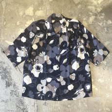 画像1: ALL OVER BOTANICAL GRAPHIC PATTERN SHEER S/S SHIRT / Mens M (1)