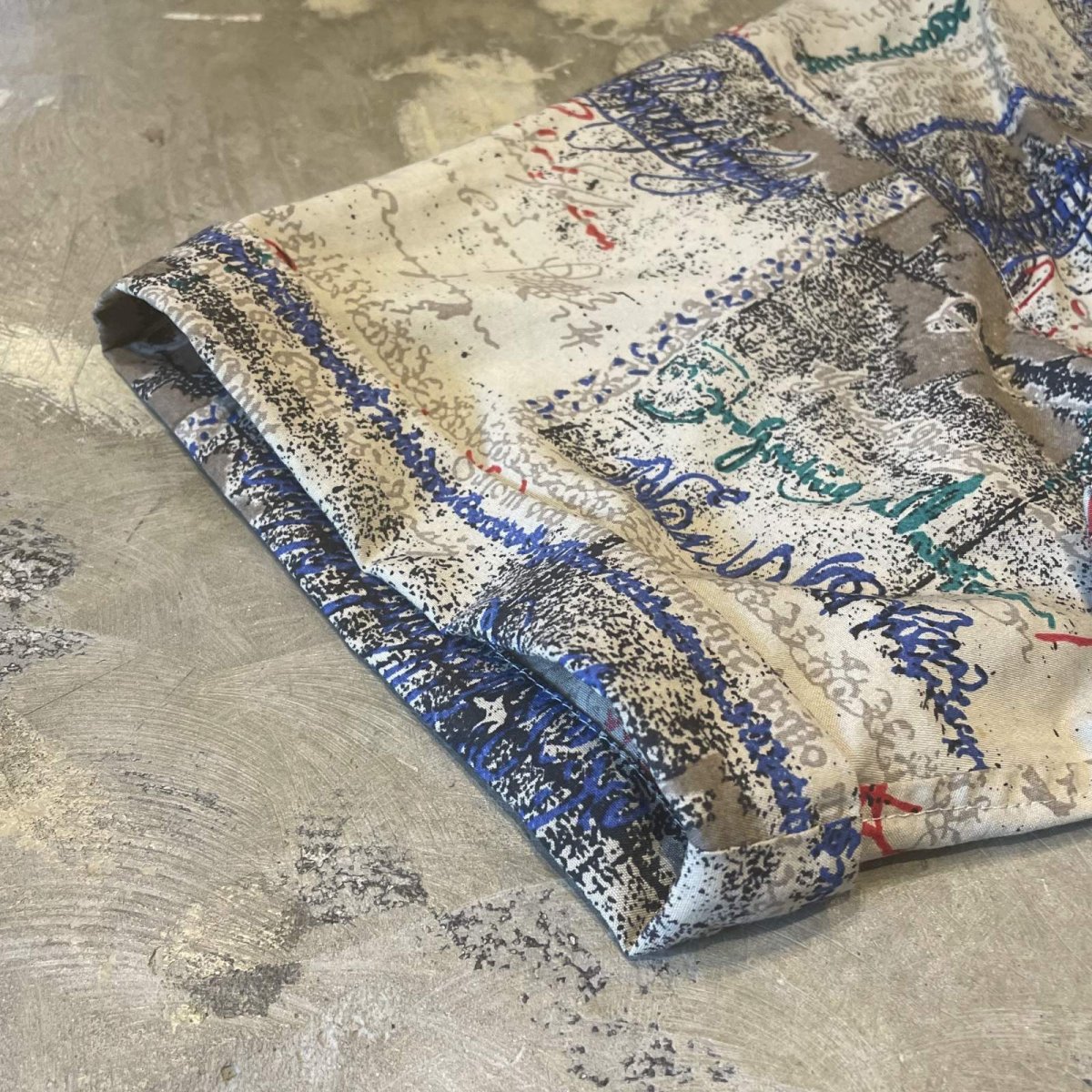 画像7: ALL OVER LETTER GRAPHIC PATTERN OPEN COLLAR S/S SHIRT / Mens L (7)