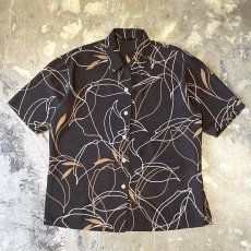 画像1: ALL OVER LINE ART PATTERN SHEER S/S SHIRT / Mens L (1)