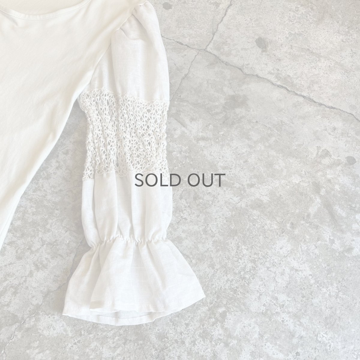 画像7: EURO LINEN×CROCHET SWITCHING DESIGN SLEEVE L/S TOPS / Ladies M (7)