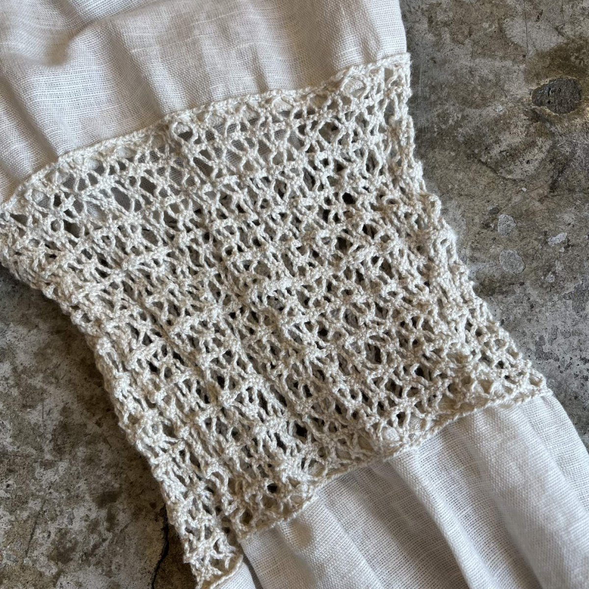 画像8: EURO LINEN×CROCHET SWITCHING DESIGN SLEEVE L/S TOPS / Ladies M (8)