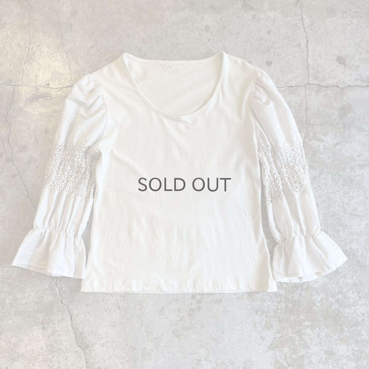 画像1: EURO LINEN×CROCHET SWITCHING DESIGN SLEEVE L/S TOPS / Ladies M (1)