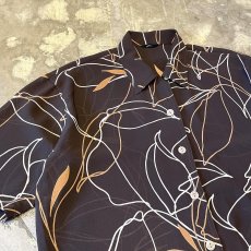 画像3: ALL OVER LINE ART PATTERN SHEER S/S SHIRT / Mens L (3)