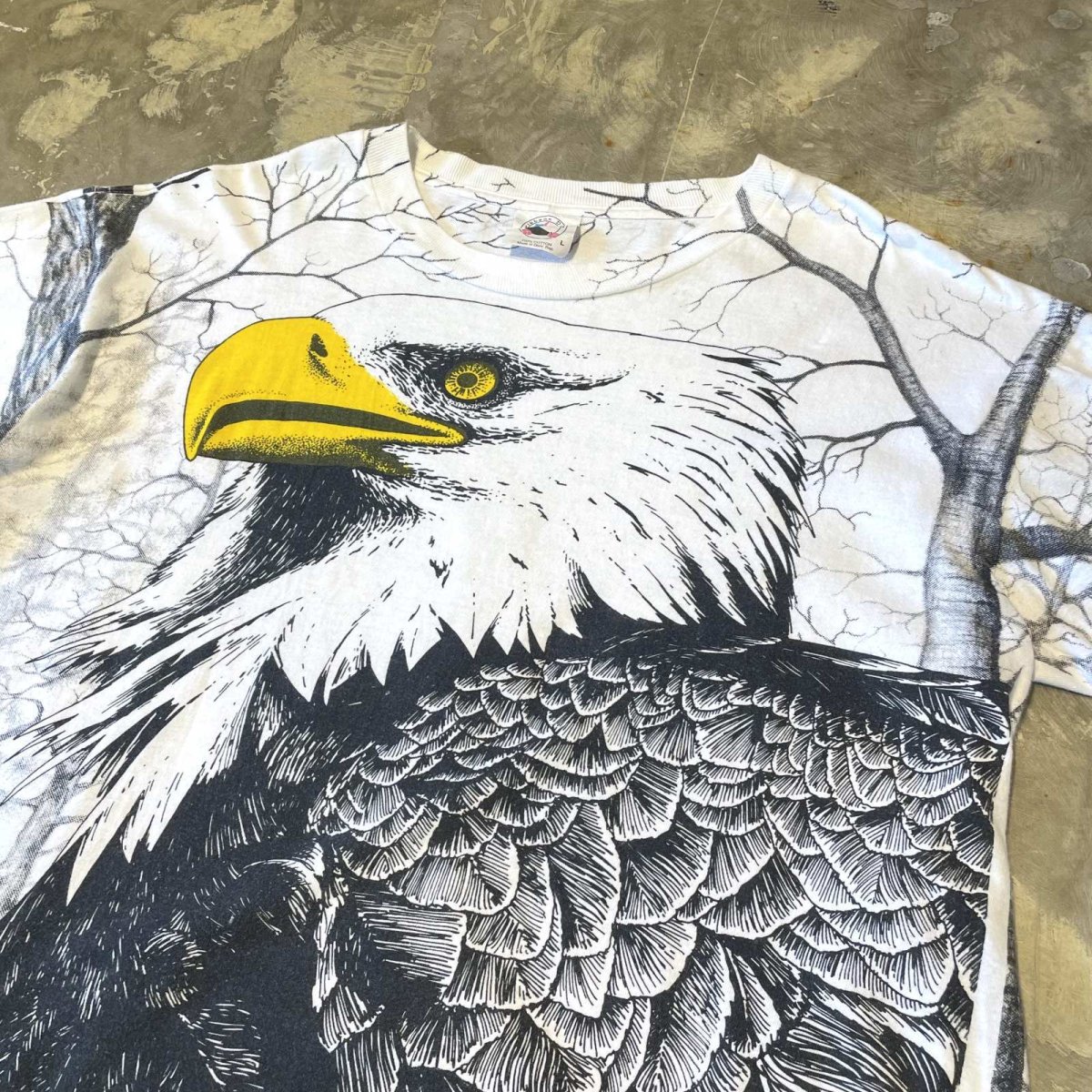 画像4: 90's FRONT EAGLE OVER PRINTED S/S TEE / Mens L (4)