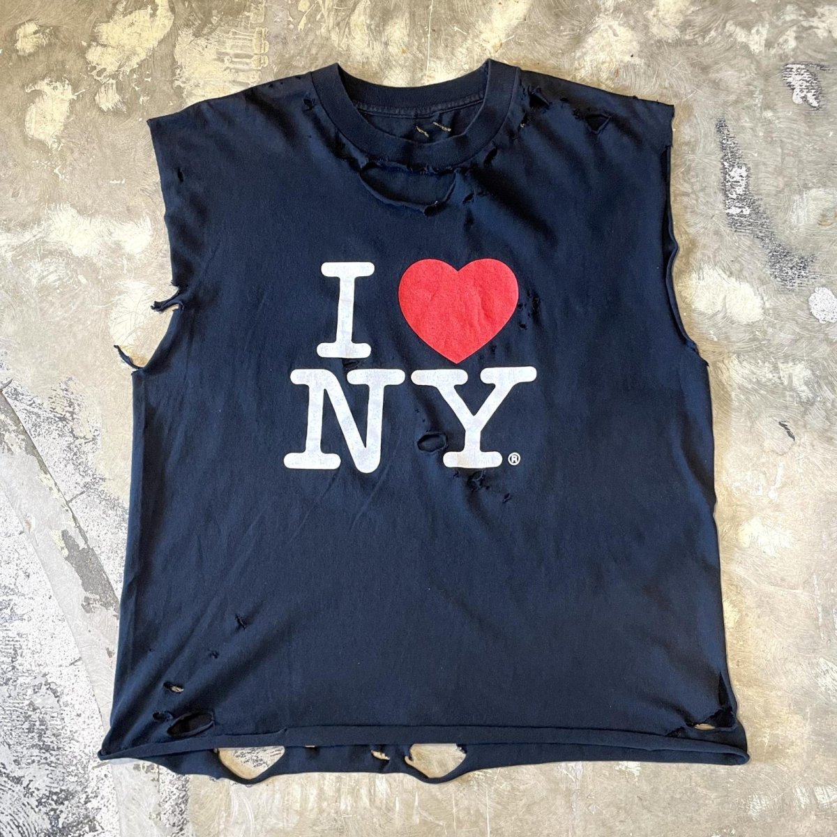 画像1: "I LOVE NY" PRINTED CRASH DAMAGE N/S TEE / Mens L (1)