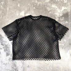 画像2: BLACK COLOR MESH DESIGN S/S TEE / Mens L (2)