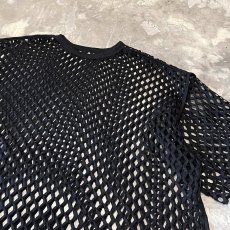 画像4: BLACK COLOR MESH DESIGN S/S TEE / Mens L (4)