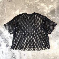 画像1: BLACK COLOR MESH DESIGN S/S TEE / Mens L (1)