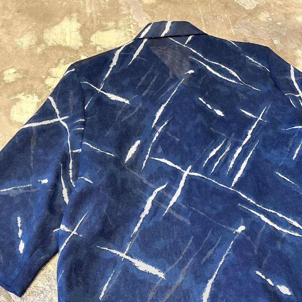 画像9: ALL OVER PATTERN HALF SLEEVE SHEER SHIRT / Mens M (9)