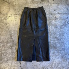 画像1: POINT SLIT DESIGN LEATHER LONG SKIRT / W25(6) / MADE IN CANADA (1)