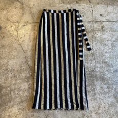 画像1: STRIPE PATTERN WRAP DESIGN SKIRT / W26~W30 (1)