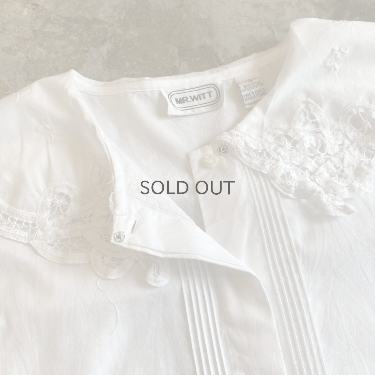 画像8: 90's COLLAR POINT LACE DESIGN S/S BLOUSE / Ladies L (8)