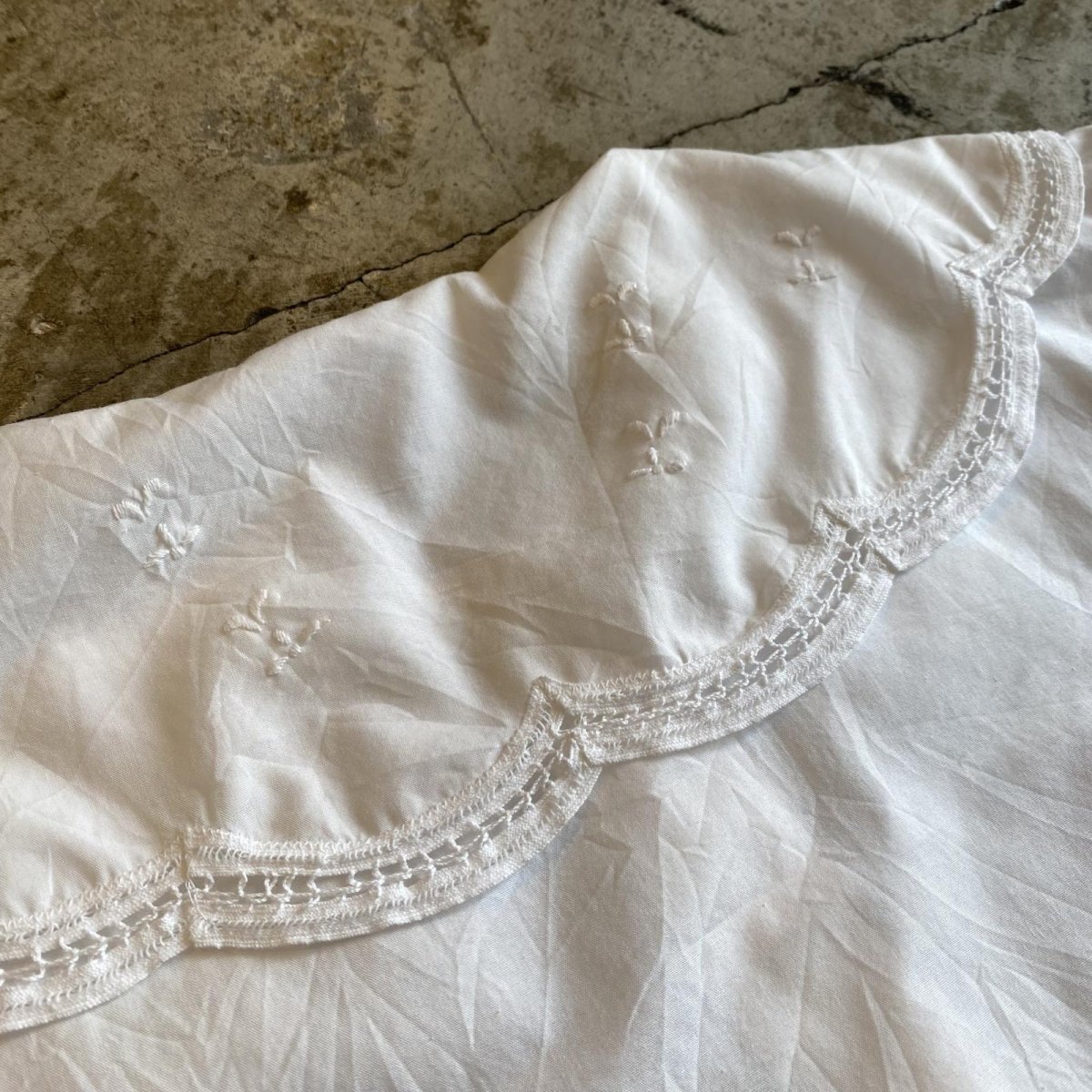 画像9: 90's COLLAR POINT LACE DESIGN S/S BLOUSE / Ladies L (9)