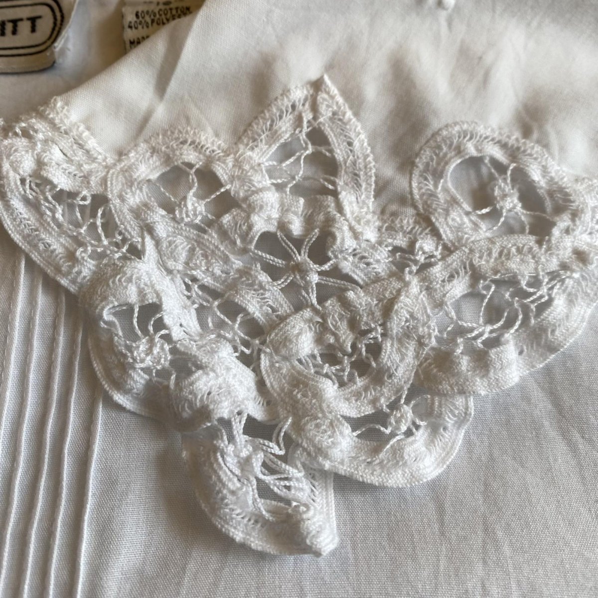 画像5: 90's COLLAR POINT LACE DESIGN S/S BLOUSE / Ladies L (5)