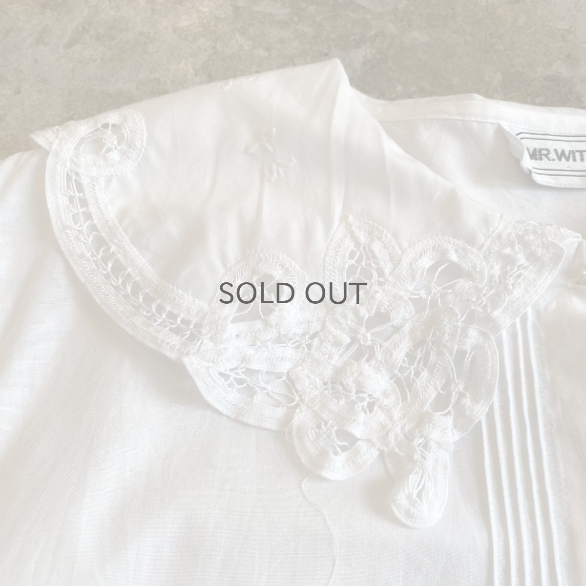 画像4: 90's COLLAR POINT LACE DESIGN S/S BLOUSE / Ladies L (4)