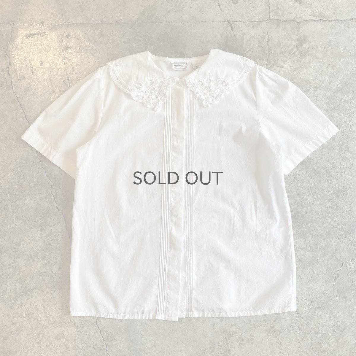 画像1: 90's COLLAR POINT LACE DESIGN S/S BLOUSE / Ladies L (1)
