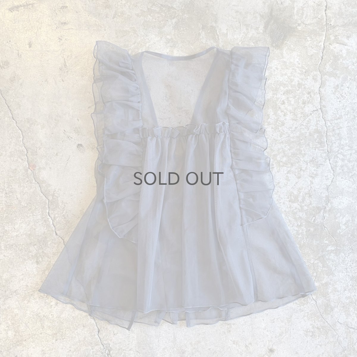 画像2: GREY COLOR SHOULDER FRILL DESIGN TULLE VEST / Ladies M (2)