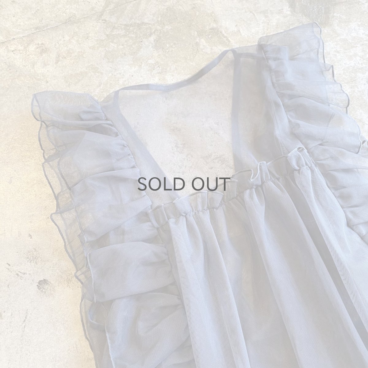 画像8: GREY COLOR SHOULDER FRILL DESIGN TULLE VEST / Ladies M (8)