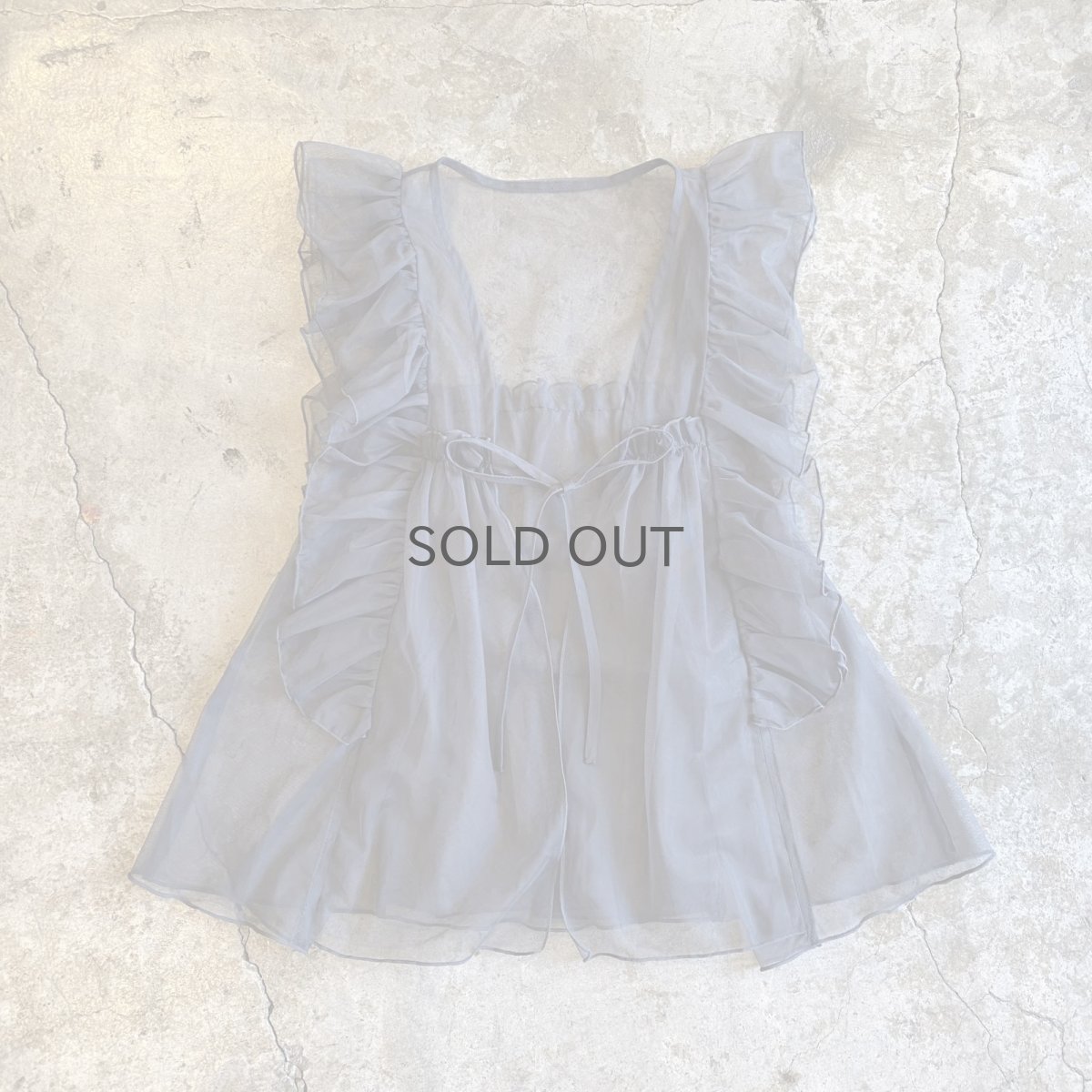 画像1: GREY COLOR SHOULDER FRILL DESIGN TULLE VEST / Ladies M (1)