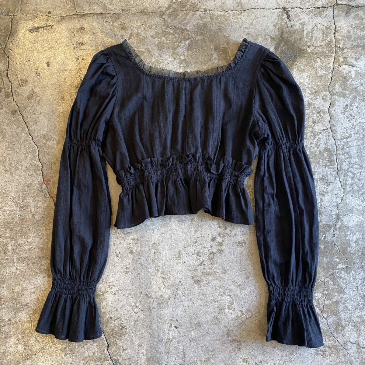 画像2: POINT GATHER DESIGN SLEEVE SHORT L/S TOPS / Ladies M (2)