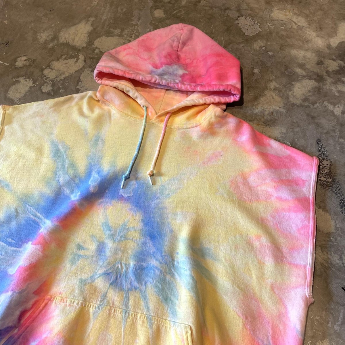 画像4: ALL OVER TIE DYE PATTERN N/S HOODIE SWEAT / Mens XL (4)