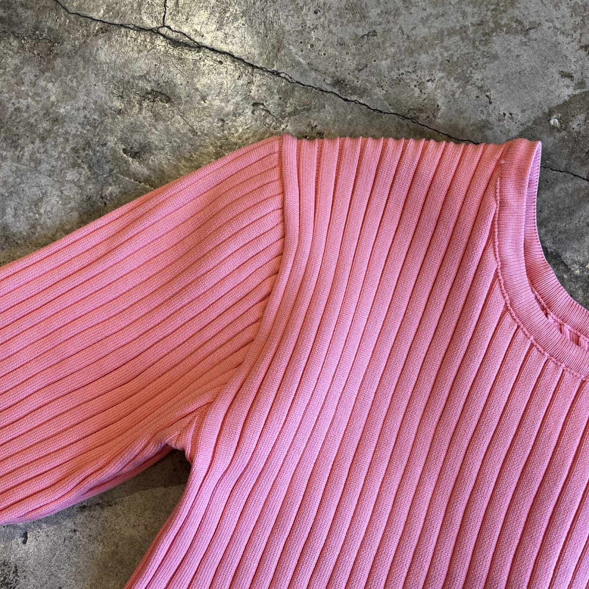 画像9: BACK SLIT SHORT DESIGN COLOR RIB L/S TOPS / Ladies S~M (9)