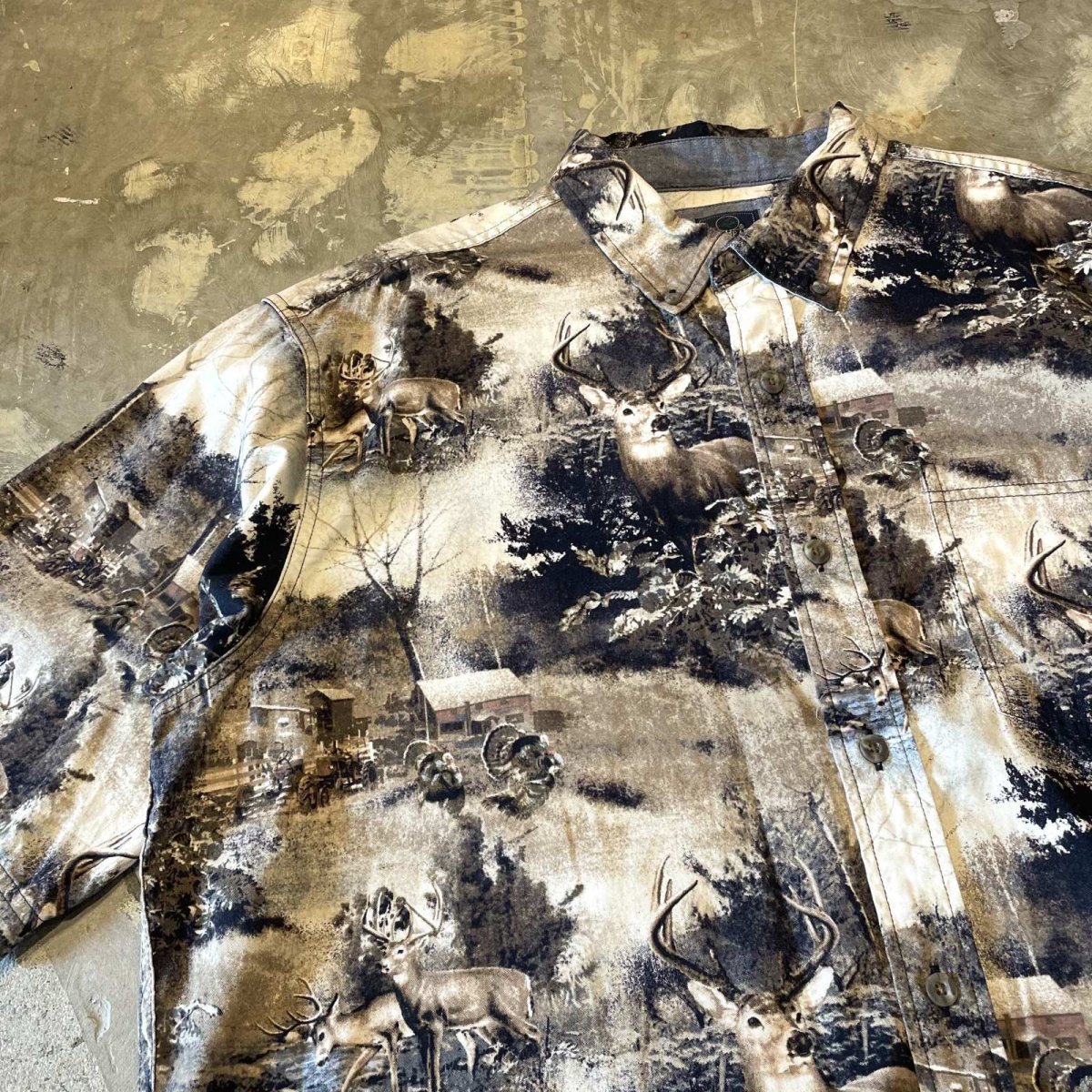 画像3: ALL OVER DEER GRAPHIC PATTERN S/S SHIRT / Mens L (3)