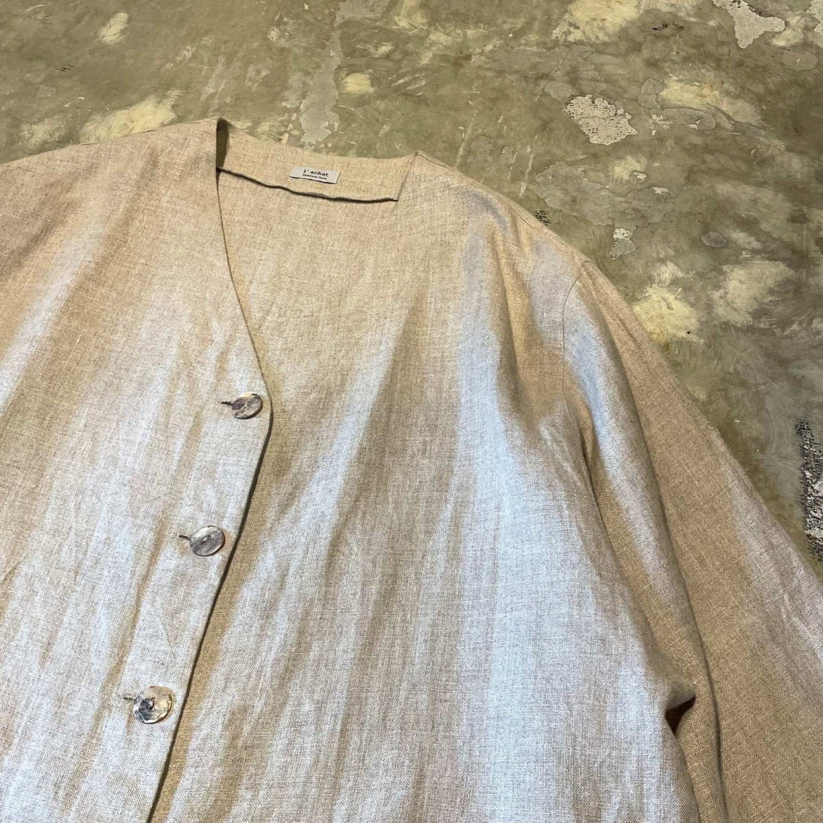 画像4: DOUBLE FLAP POCKET LINEN CARDIGAN / Mens XL (4)