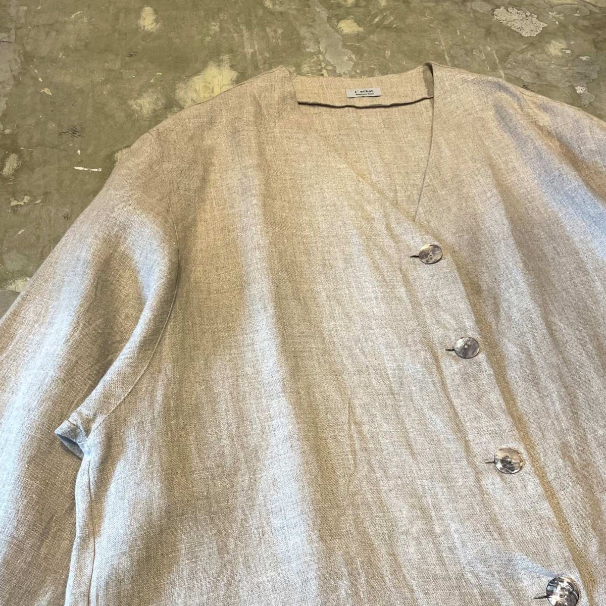 画像3: DOUBLE FLAP POCKET LINEN CARDIGAN / Mens XL (3)