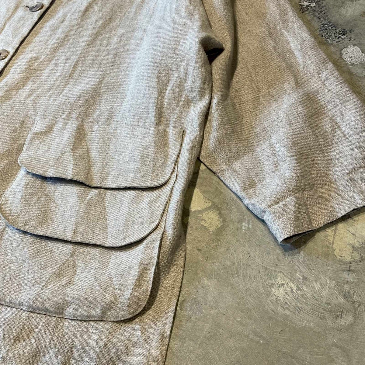 画像6: DOUBLE FLAP POCKET LINEN CARDIGAN / Mens XL (6)
