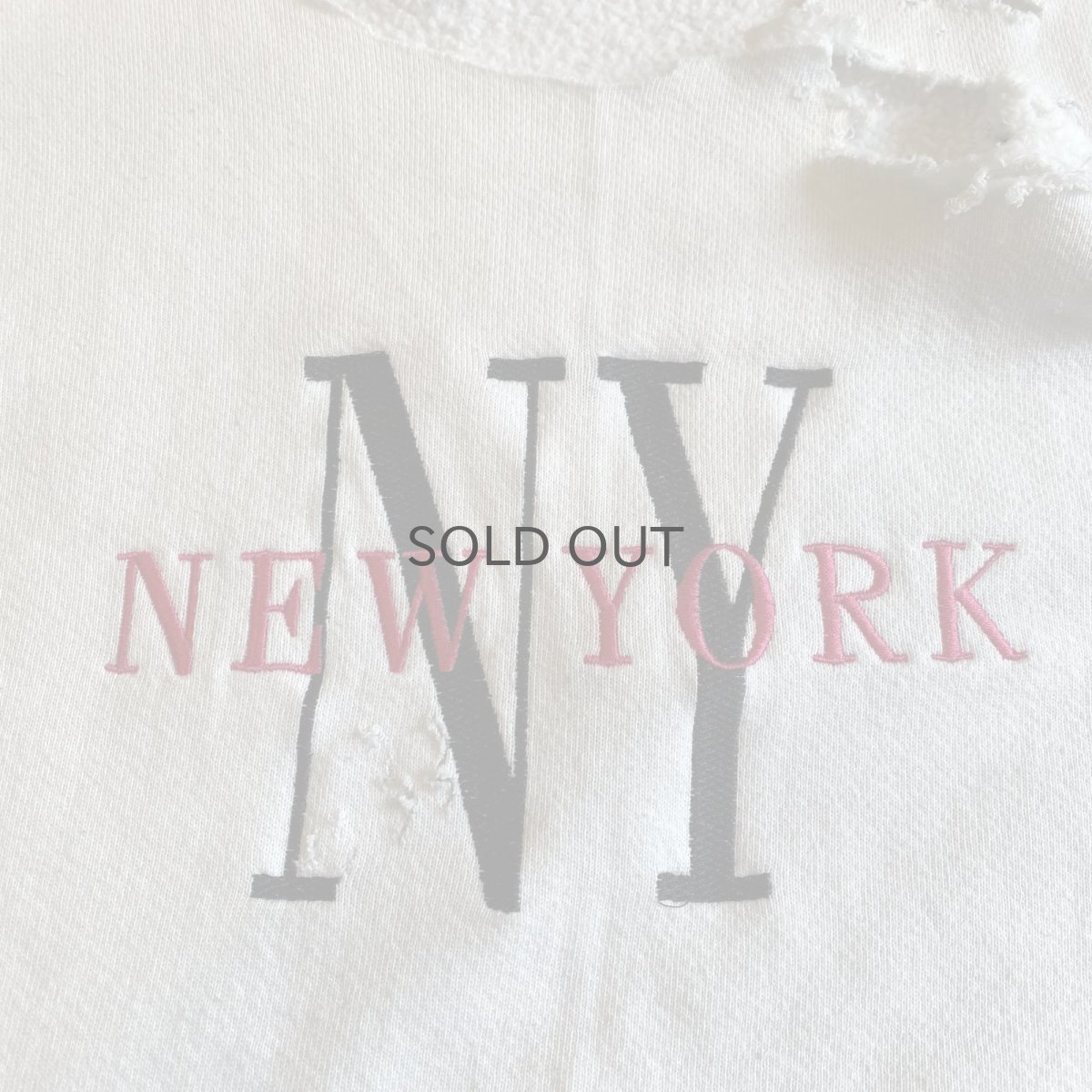 画像4: FRONT "NEW YORK" LOGO EMBROIDERY CRASH DAMAGE DESIGN S/S SWEAT / Ladies L  (4)