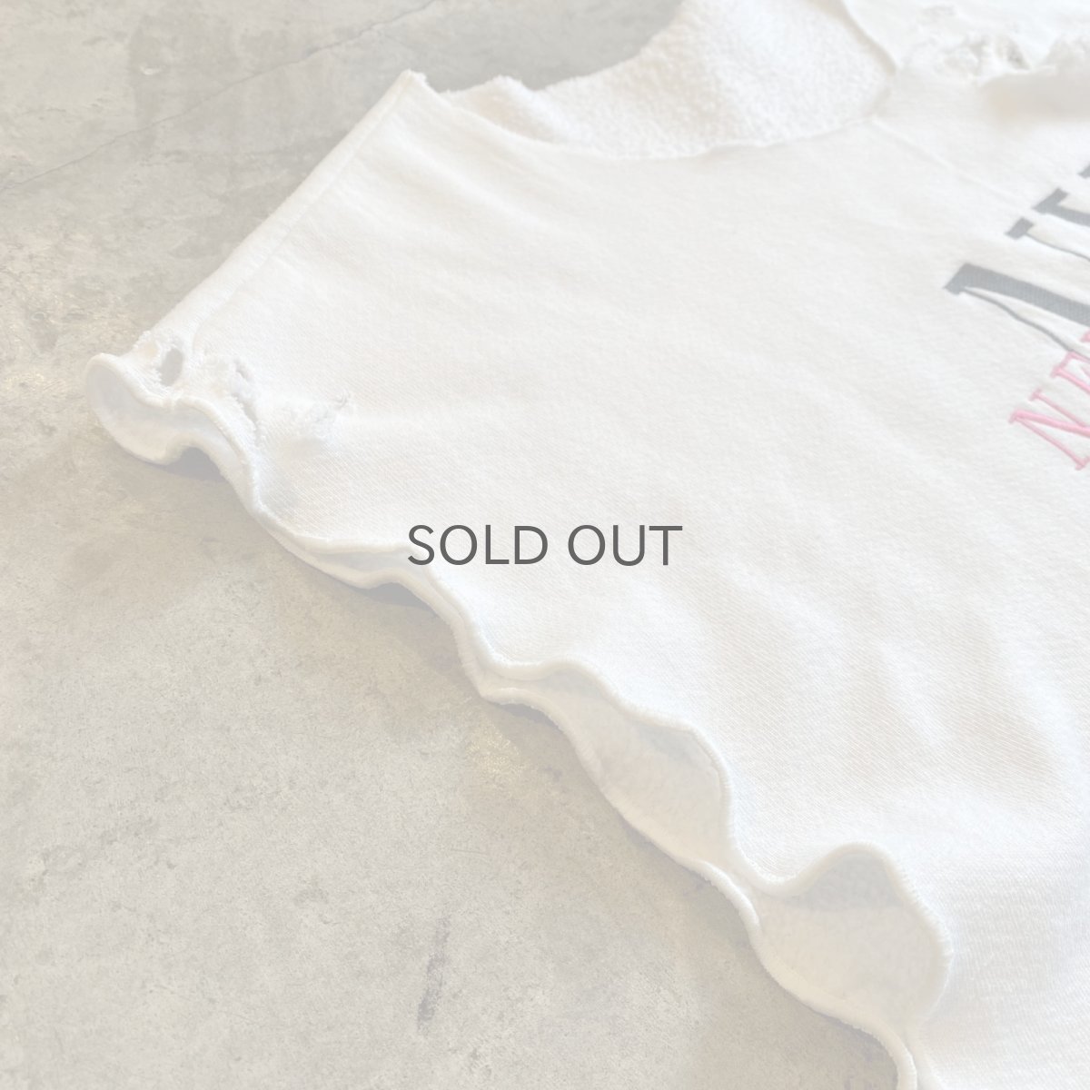 画像6: FRONT "NEW YORK" LOGO EMBROIDERY CRASH DAMAGE DESIGN S/S SWEAT / Ladies L  (6)