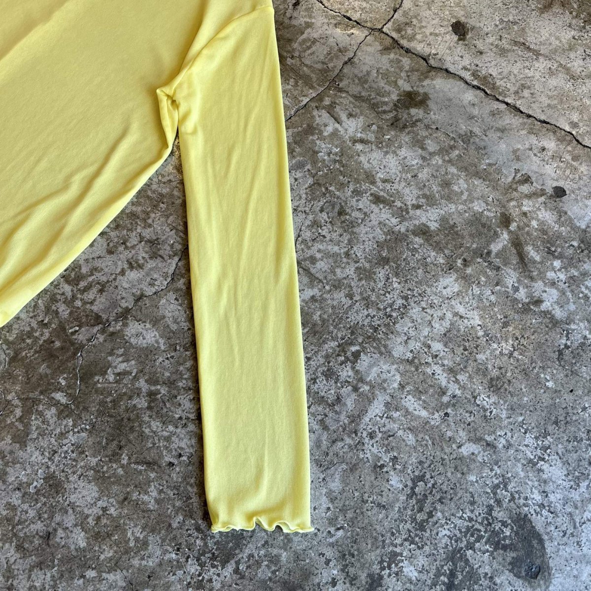 画像7: YELLOW COLOR OUT STITCH DESIGN TULLE TURTLE L/S TOPS / Ladies M (7)