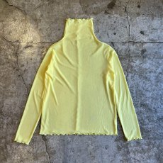画像1: YELLOW COLOR OUT STITCH DESIGN TULLE TURTLE L/S TOPS / Ladies M (1)