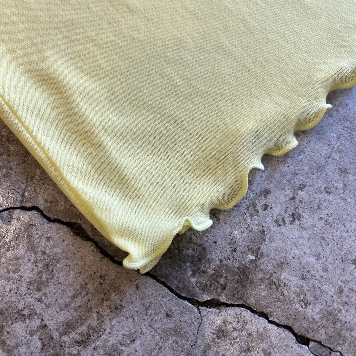 画像3: YELLOW COLOR OUT STITCH DESIGN TULLE TURTLE L/S TOPS / Ladies M (3)