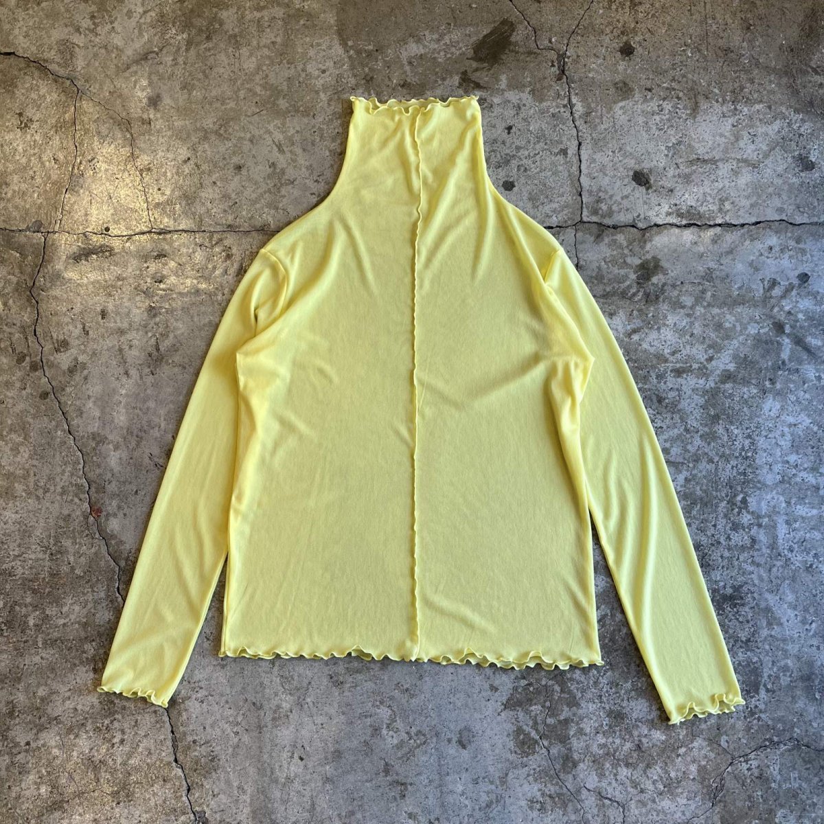 画像2: YELLOW COLOR OUT STITCH DESIGN TULLE TURTLE L/S TOPS / Ladies M (2)