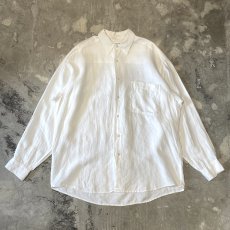 画像1: WHITE COLOR LINEN L/S SHIRT / Mens L (1)