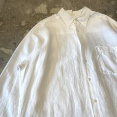 画像3: WHITE COLOR LINEN L/S SHIRT / Mens L (3)