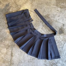 画像14: CHARCOAL GREY COLOR PLEATED SKIRT SEPARATE LAYERED PANTS / W29 (14)