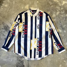 画像1: 90's【NAUTICA】ALL OVER STRIPE PATTERN L/S SHIRT / Mens L (1)