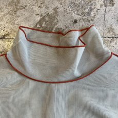 画像8: COLOR OUT STITCH DESIGN SHEER TULLE HALF NECK L/S TOPS / Ladies M (8)