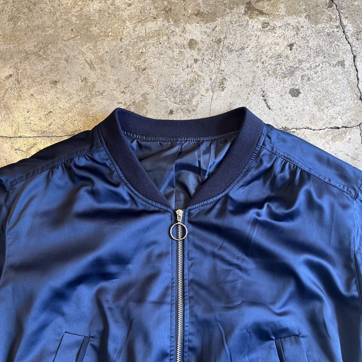 画像8: LUSTER NAVY COLOR RING ZIP UP DESIGN MA-1 JACKET / Ladies M  (8)