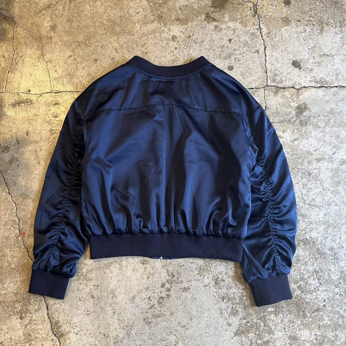 画像2: LUSTER NAVY COLOR RING ZIP UP DESIGN MA-1 JACKET / Ladies M  (2)
