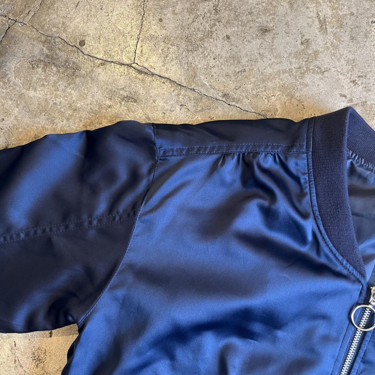 画像9: LUSTER NAVY COLOR RING ZIP UP DESIGN MA-1 JACKET / Ladies M  (9)